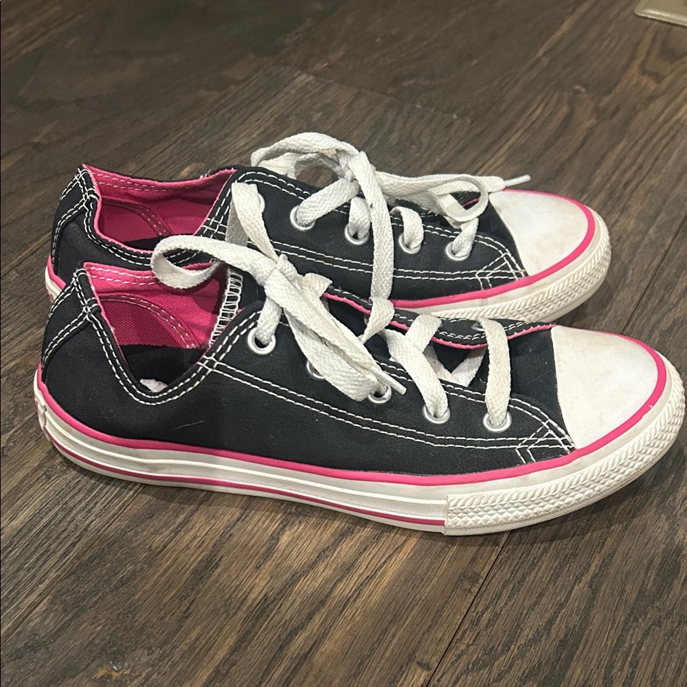 Classic Black and Pink Kids Sneakers